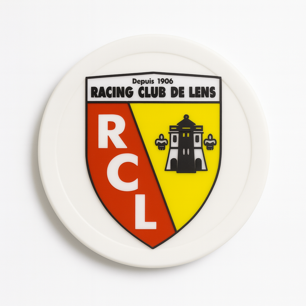 Set supporter RC Lens – Décapsuleur + 4 sous-verres + socle – Impression 3D & finition résine