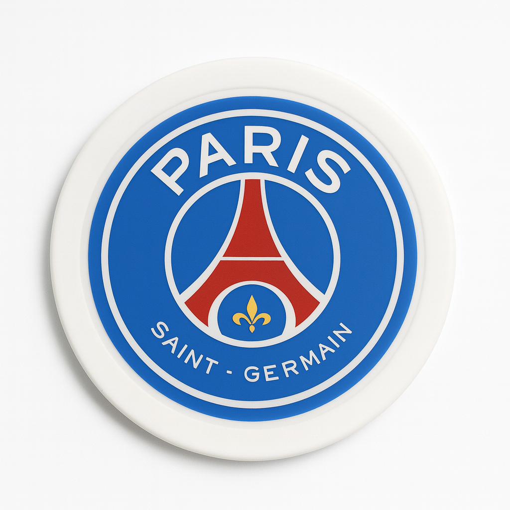 Set supporter PSG – Décapsuleur + 4 sous-verres + socle – Impression 3D & finition résine
