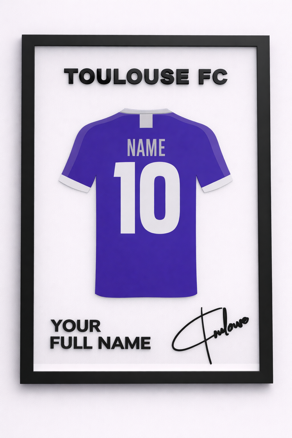 🖼️ Cadre Sportif Personnalisé – Maillot 3D – Prénom & Numéro – Décoration à Poser