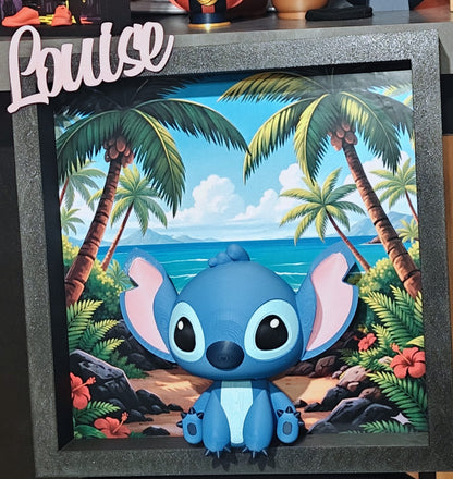 🧸 Cadre décoratif 3D Stitch personnalisé – 30 cm