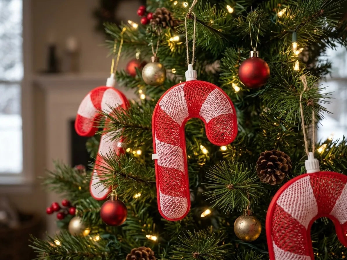 Sucre d'orge en filet – décoration de sapin à garnir