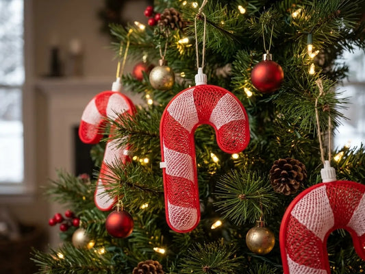 Sucre d'orge en filet – décoration de sapin à garnir
