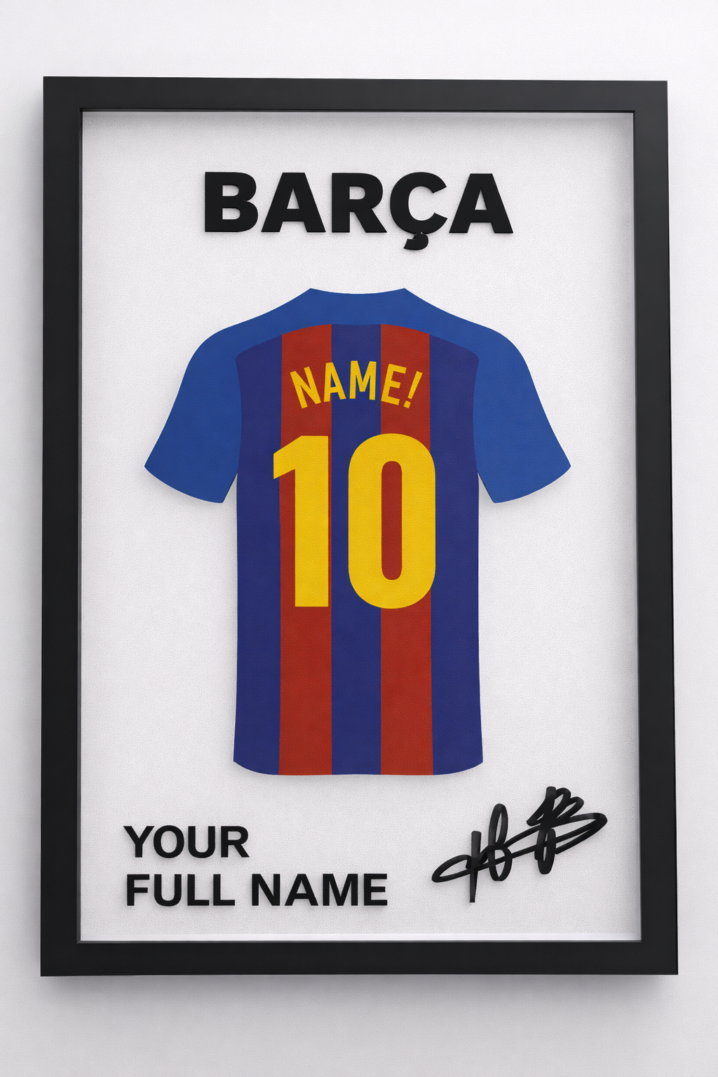 🖼️ Cadre Sportif Personnalisé – Maillot 3D – Prénom & Numéro – Décoration à Poser