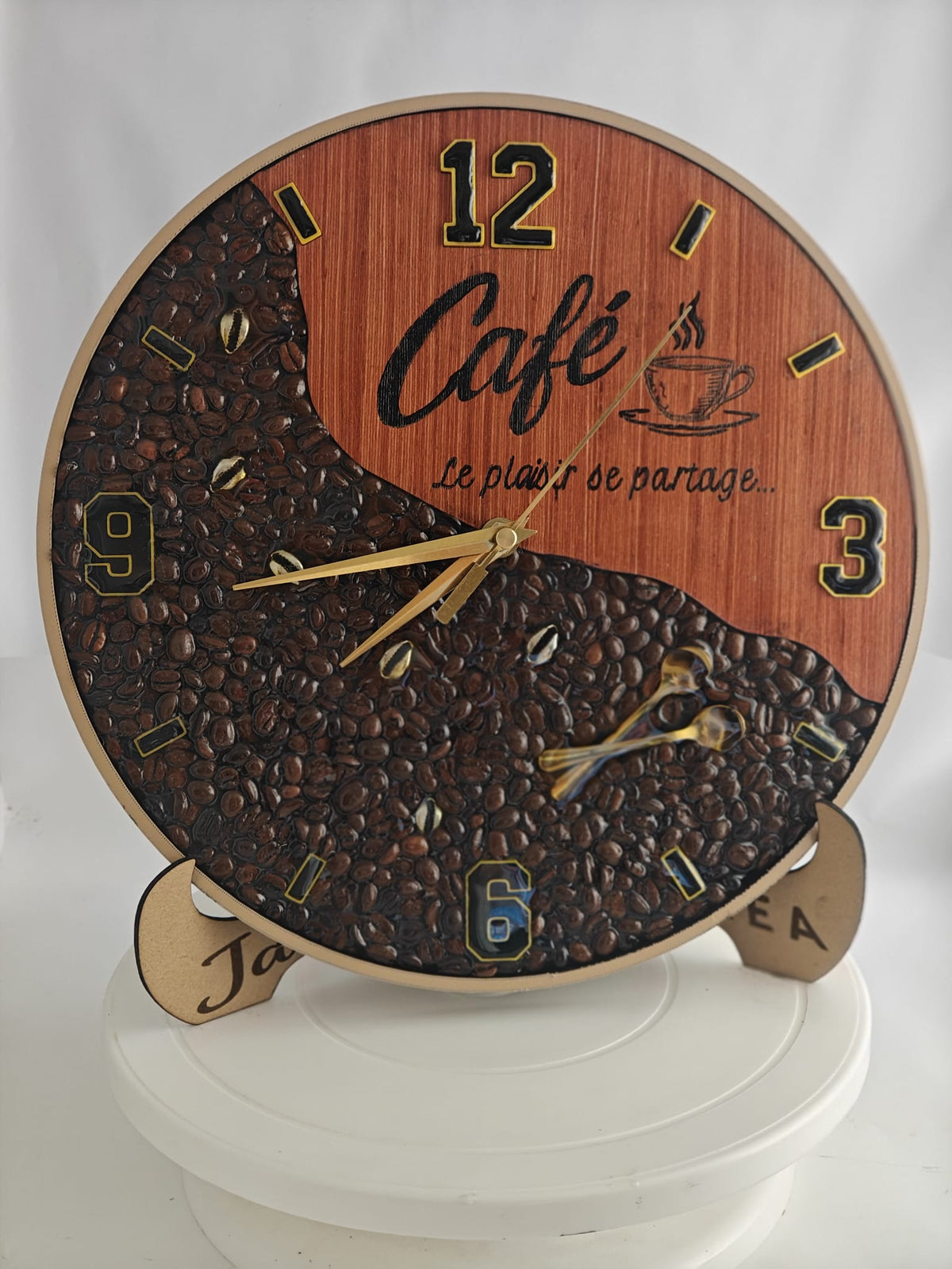 Horloge Café – Grains de café & résine – 30 cm