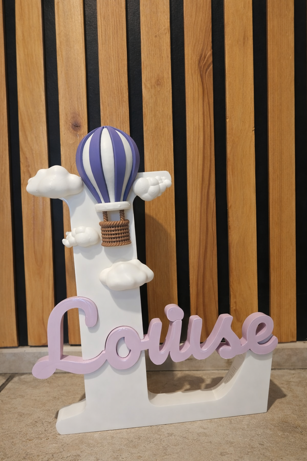 Lettre décorative personnalisée – Prénom & montgolfière – Impression 3D