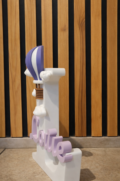 Lettre décorative personnalisée – Prénom & montgolfière – Impression 3D