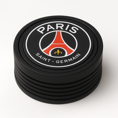 Set supporter PSG – Décapsuleur + 4 sous-verres + socle – Impression 3D & finition résine