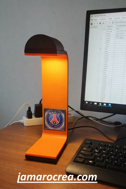 💡 Lampe LED avec support casque – USB – Personnalisable