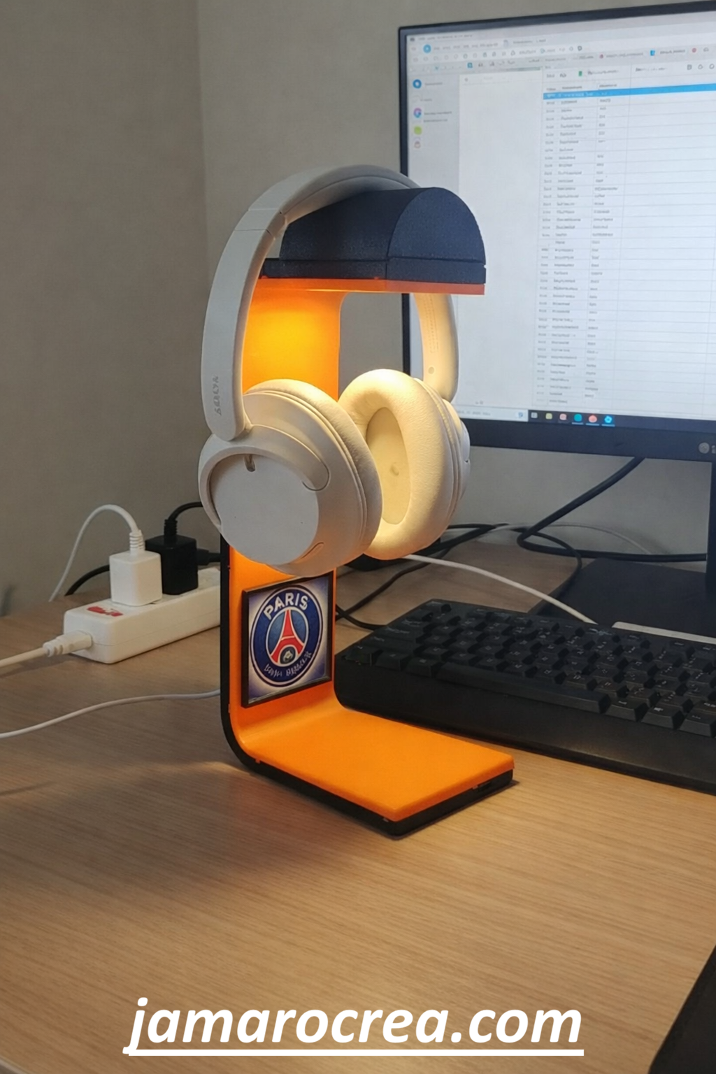 💡 Lampe LED avec support casque – USB – Personnalisable