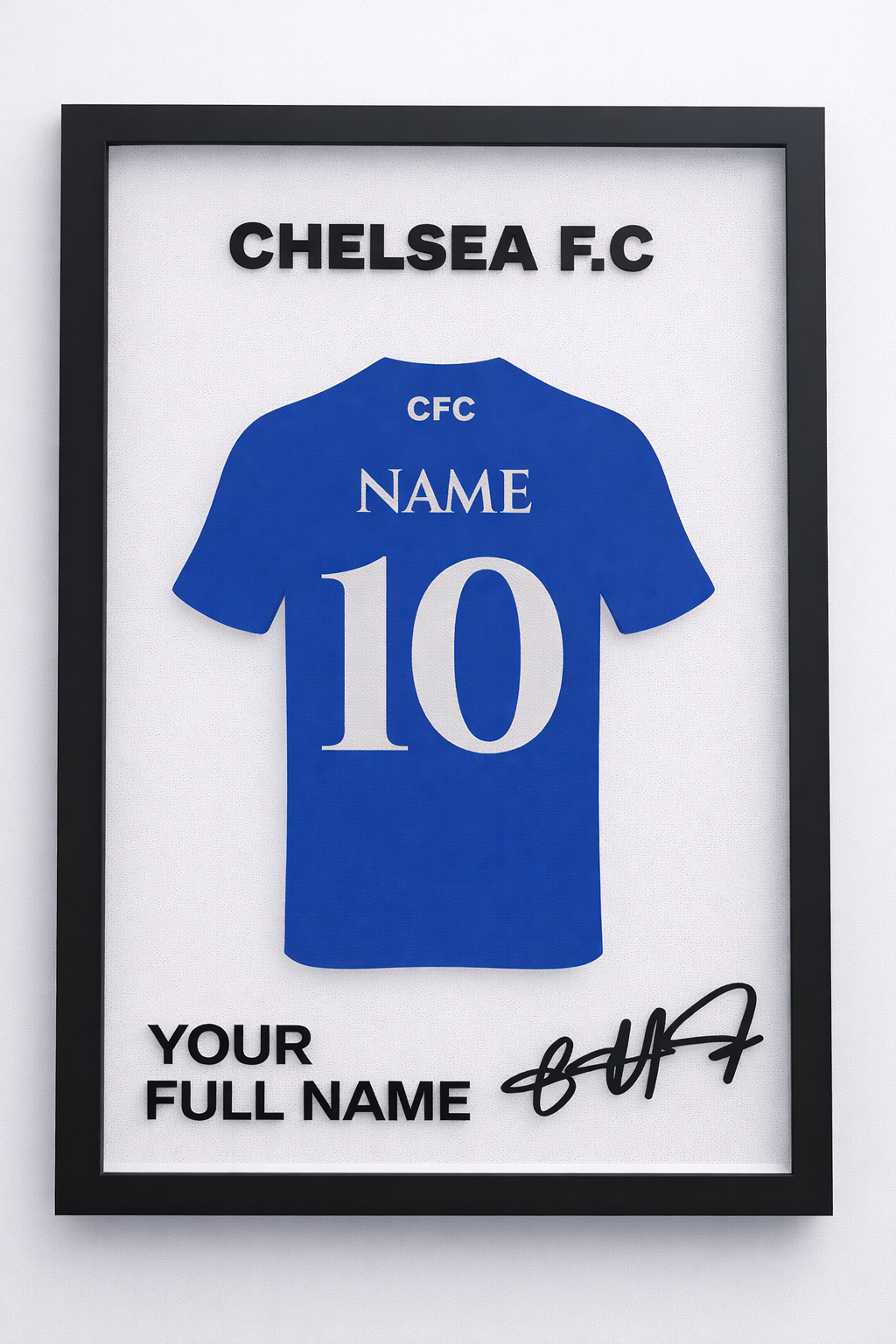 🖼️ Cadre Sportif Personnalisé – Maillot 3D – Prénom & Numéro – Décoration à Poser