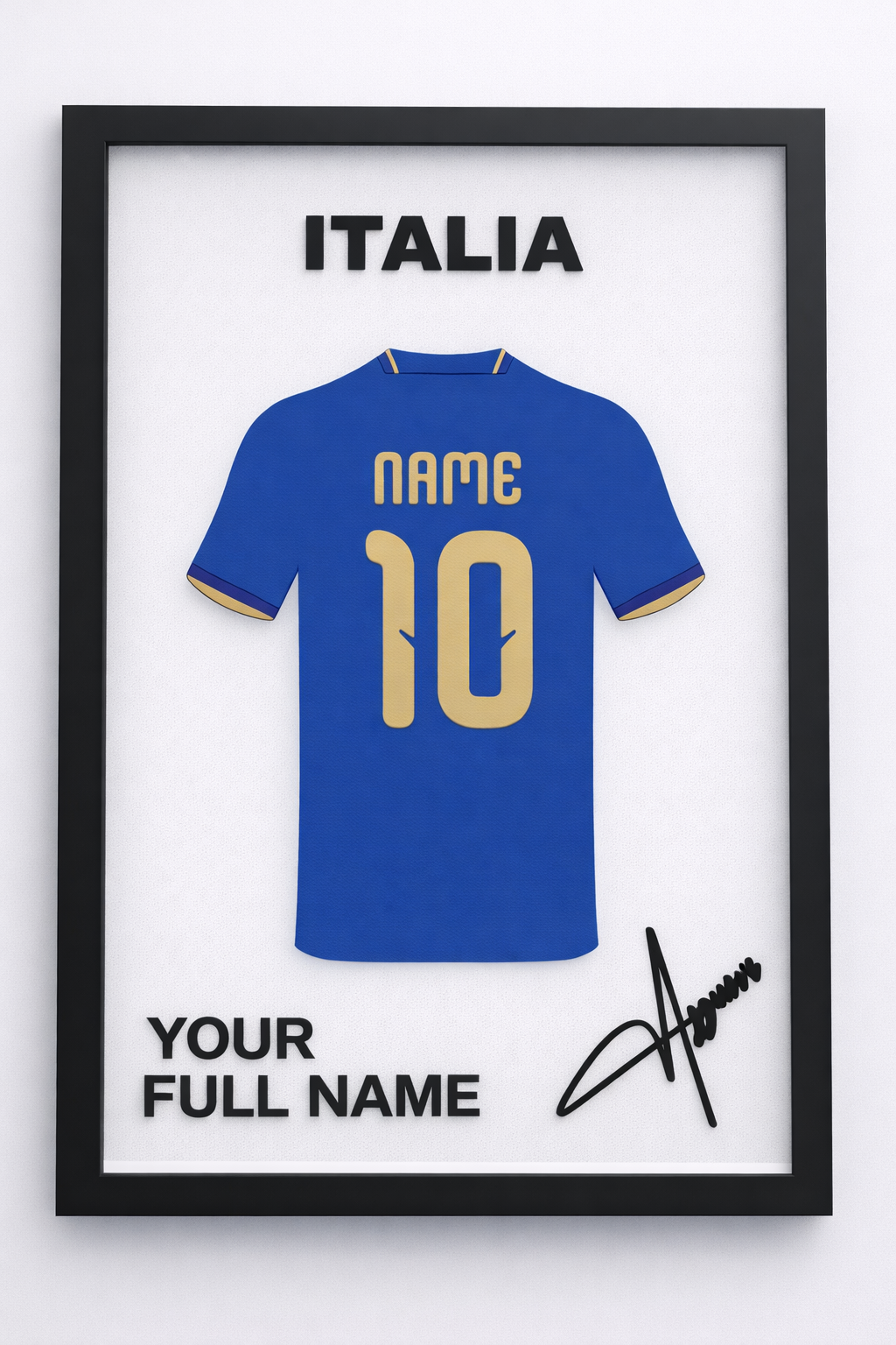 🖼️ Cadre Sportif Personnalisé – Maillot 3D – Prénom & Numéro – Décoration à Poser