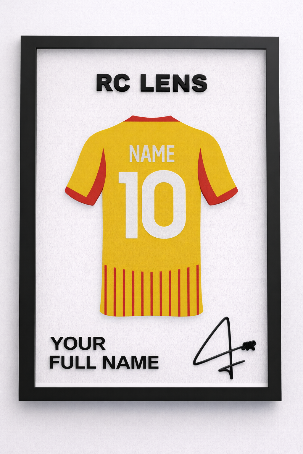 🖼️ Cadre Sportif Personnalisé – Maillot 3D – Prénom & Numéro – Décoration à Poser