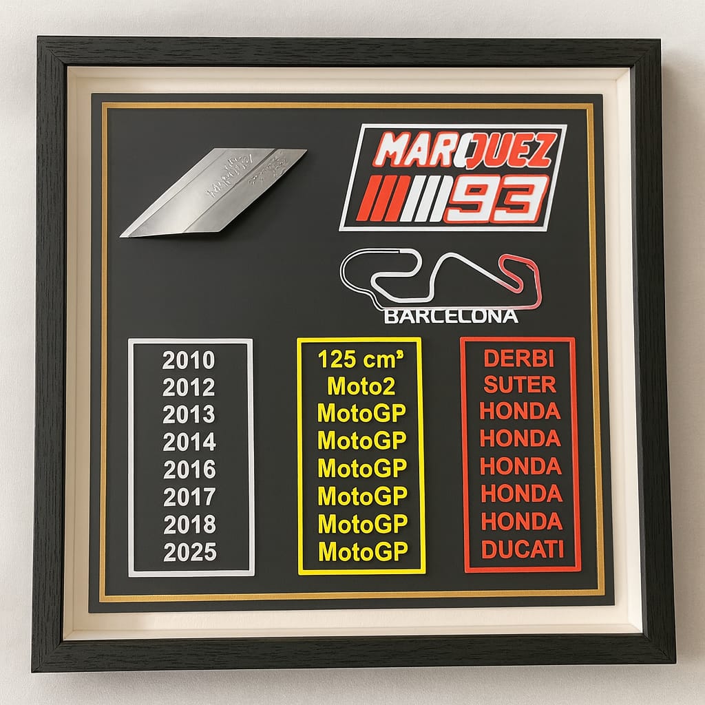 🏁 Cadre 3D Marc Márquez 93 – Barcelona – Décoration MotoGP