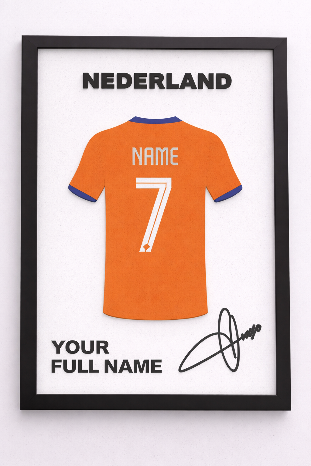 🖼️ Cadre Sportif Personnalisé – Maillot 3D – Prénom & Numéro – Décoration à Poser