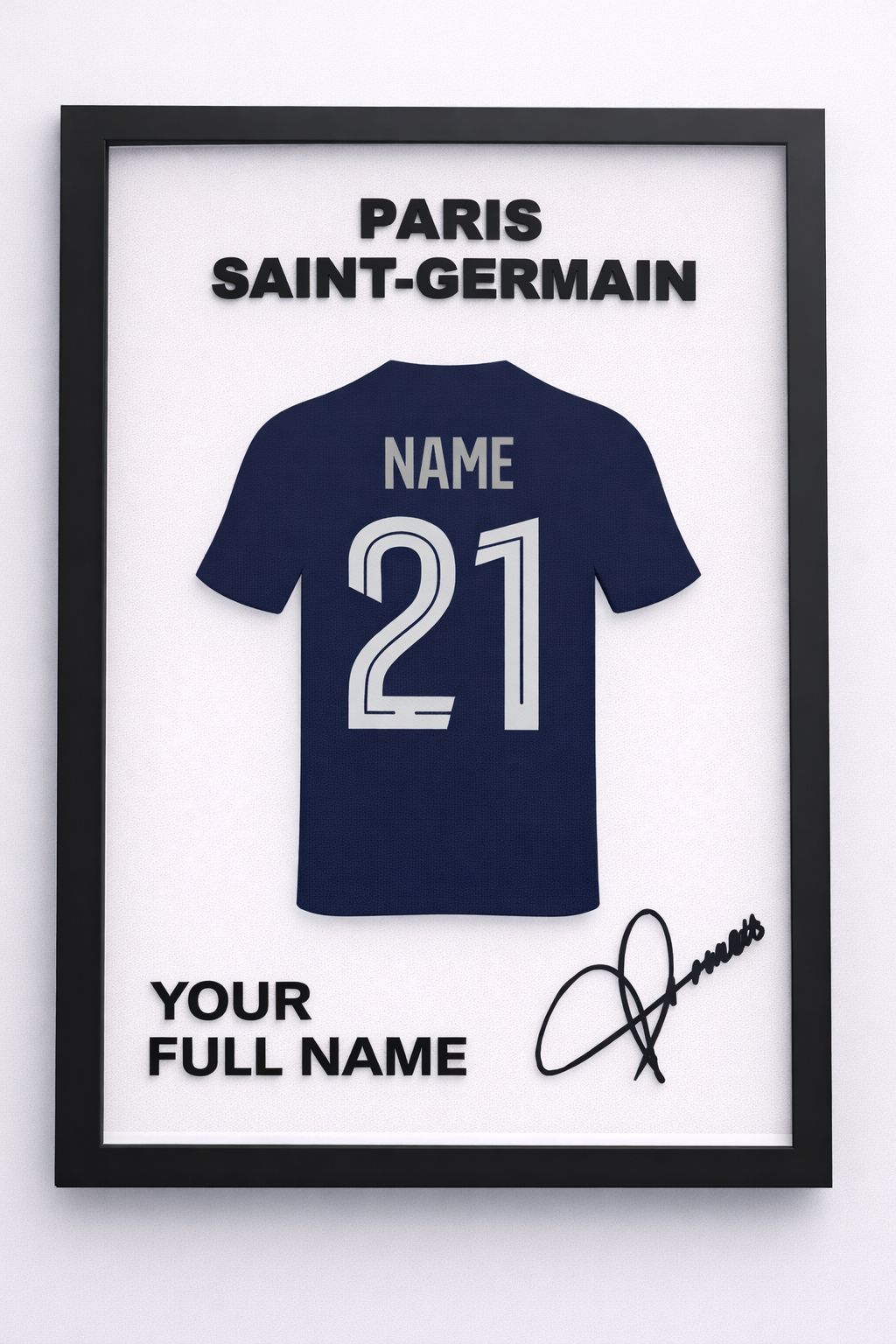 🖼️ Cadre Sportif Personnalisé – Maillot 3D – Prénom & Numéro – Décoration à Poser