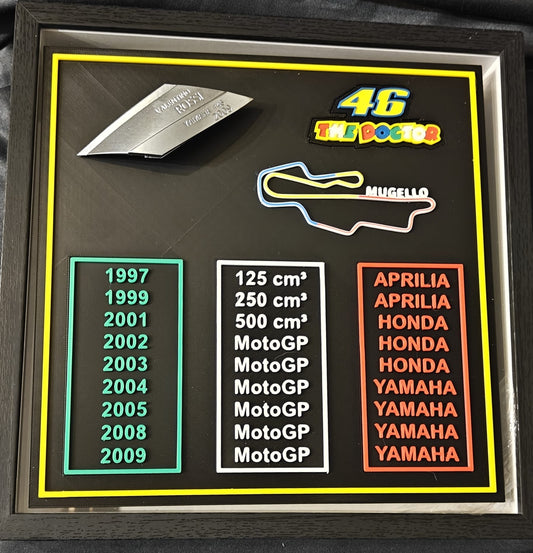 🏁 Cadre 3D Valentino Rossi 46 – Mugello – Décoration MotoGP