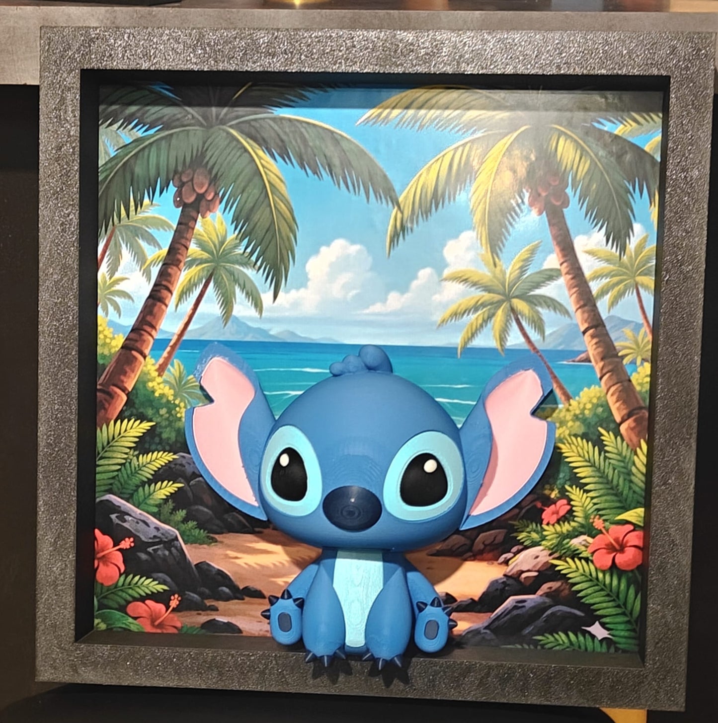 🧸 Cadre décoratif 3D Stitch personnalisé – 30 cm