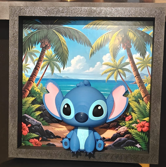 🧸 Cadre décoratif 3D Stitch personnalisé – 30 cm