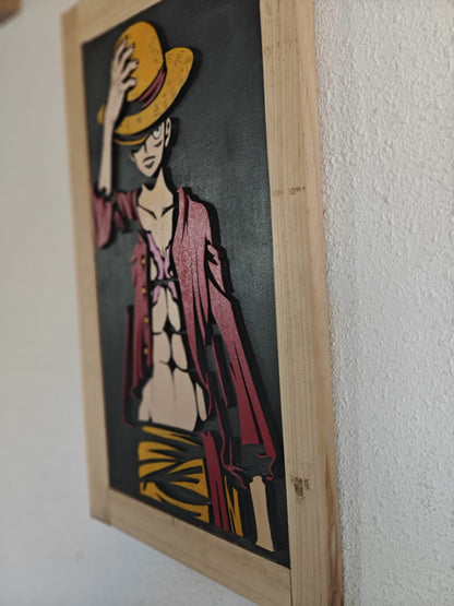 Tableau Manga Pirate en bois