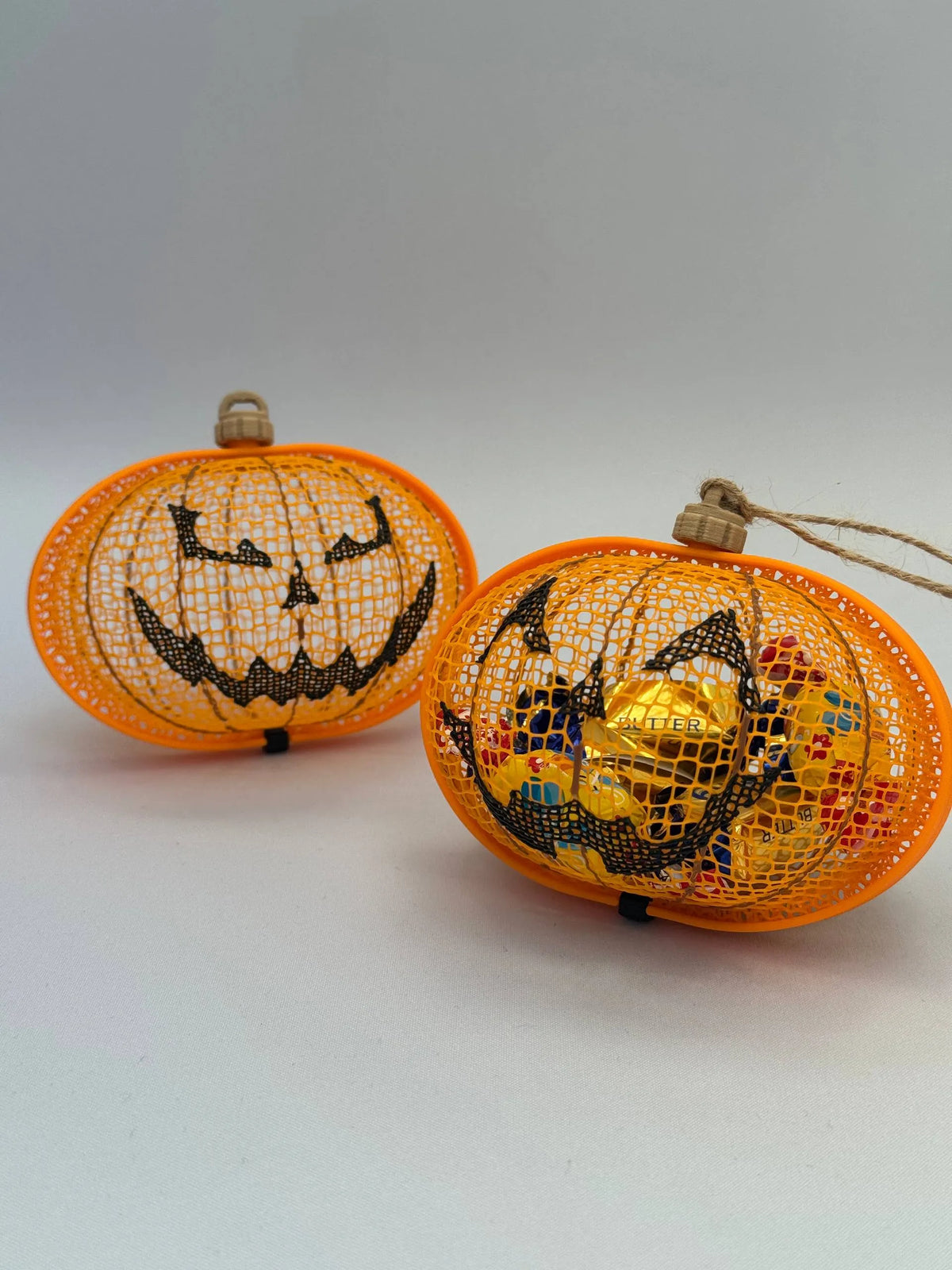 Citrouille d'Halloween en filet – panier à bonbons modèle 2