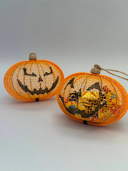 Citrouille d'Halloween en filet – panier à bonbons modèle 2