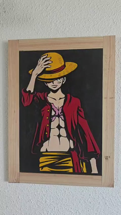 Tableau Manga Pirate en bois